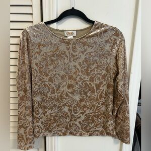 Talbots Gold and Cream Patterned Blouse